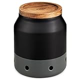 Cole & Mason Elmdon Knoblauchtopf aus Keramik Schwarz/Grau, Knoblauch...