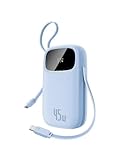 Baseus Powerbank 20000mAh 45W mit integriertem USB-C Kabel, QPow3 Power Bank...