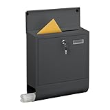Relaxdays Briefkasten mit Namensschild, 4 Schlüssel, Zeitungsfach, Postkasten,...