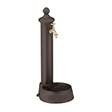 Relaxdays Standbrunnen antik, mit Wasserhahn & Becken, HxBxT: 65 x 25 x 30 cm,...