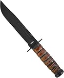 normani USMC Kampfmesser, Griff aus Lederringen Lederscheide, Schwarze Klinge...