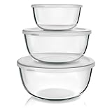 Arendo - Salatschüssel aus Glas mit Deckel - Glasschüssel 3er Set - 1100ml +...