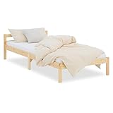 Homestyle4u Holzbett 90x200 mit Lattenrost Massiv Kiefer Bett Holz Natur...