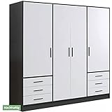 FORTE Jupiter Schrank 200 210, Kleiderschrank, Drehtürenschrank, 4-türig, mit...