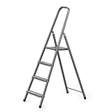 DRABEST - Stehleiter - mit 4 Stufen - bis 125 kg belastbar - 1,49 m lang -...