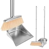 Kehrschaufel Set mit Langem Stiel 118cm Edelstahl Besen und Kehrschaufel Set...
