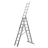 Bayersystem BS-DW 3x9 Mehrzweckleiter, 3x9 Sprossen, 3-teilige Alu-Kombileiter,...