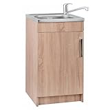 Stamar Spülenschrank Küchenschrank 50 cm Sonoma Spüle mit Armatur und Siphon