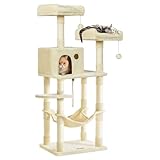 Feandrea Kratzbaum, 143 cm hoch, Katzenbaum mit 11 Kratzsäulen, 2 Plattformen,...