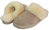 SUPER s6x Lammfell Hausschuhe slipper Damen Schaffell Pantoffel atmungsaktives Lammfell in beige - grau -cognac -braun mit stabiler EVA-Sohle - sehr warm