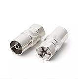 HiAoey SAT Antenne Adapter 2 Stück F-Stecker auf Koax-Stecker und F-Stecker auf...