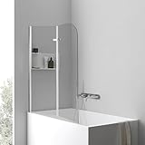 Vigevee Duschwand für badewanne, 100x140cm Faltbare 2 teilige Glas...
