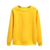 Pullover Damen Einfarbig Vielseitig Sweatshirt Große Größen Basic Langarm...