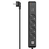 Hama 7in1 Steckdosenleiste mit USB 65W Ladegerät (4 Steckdosen, 1 USB-A, 2...