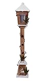 LED Holz Laterne 81 cm - Deko Wegleuchte mit 15 LED - Weihnachtsdeko Stehlampe