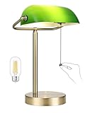 Newrays Traditionelle Green Glass Banker Schreibtischlampe mit Pull...
