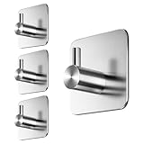 Menz Klebehaken in Silber, 4er-Set – Edelstahl Wandhaken selbstklebend mit...