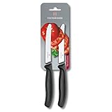 Victorinox Swiss Classic 2er Set Gemüsemesser mit Wellenschliff, 11 cm Klinge,...