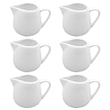 6x Elegantes Keramik-Milchschaumkännchen mit Griff - 130ml Milchkanne...