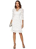 Atnlewhi Damen 3/4 Ärmel Kleid V-Ausschnitt Formeller Abend Bodycon Knielang...