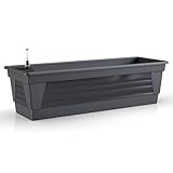 Plastard Blumenkasten Milano 100 cm lang Farbe Anthrazit mit Wasserspeicher und...