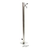Wiltec runde Wasserzapfstelle aus Edelstahl 95,5 cm, Wassersäule mit Wasserhahn...