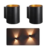 SSC-LUXon 2 Stück TUANI Wandleuchte Innen schwarz rund - Wandlampe Gold Design...