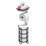 TreeLen Toilettenpapierhalter freistehend mit Ablage, Toilettenpapierständer...