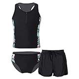 Alvivi 3PCS Mädchen Bikini Tankini Set Tank Top+Shorts Badehose Badeanzug...
