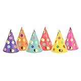 PartyDeco Hütchen Dots Mix 16cm 6 Stk. Geburtstagsfeier Geburtstagshüte Happy...