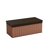 Keter Darwin Auflagenbox, Kissenbox, 380 l, Braun – Hydraulisches Kolbensystem...
