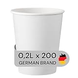 LogiPack 200 Stück Kaffeebecher weiß 8oz 200ml | hitzebeständiger Pappbecher...