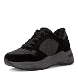 MARCO TOZZI Damen Plateau Sneaker mit Lederanteil Gefüttert, Schwarz (Black...