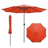 COSTWAY Sonnenschirm 300 cm, Gartenschirm mit Kurbel, beidseitig um 25°...