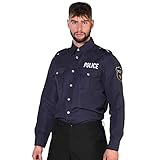Boland - Polizei-Shirt, für Herren, Polizist, Langarm Hemd mit Stickereien,...
