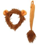FXICH Löwen Ohren Stirnband, Tierkostüm-Set mit Ohren und Schwanz, Verkleidung...