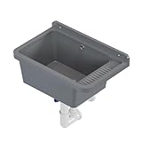 QLS Ausgussbecken 50x34 cm aus Kunststoff mit Siphon Garage Werkstatt (Grau)