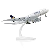 QIYUMOKE 1/300 Metallflugzeugmodell für Lufthansa A380 mit Ständer (7.5 Zoll),...