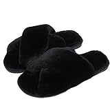 Fadezar Hausschuhe Damen Plüsch Pantoffeln Warme rutschfeste Flache Flip Flop...