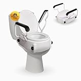 Mobiclinic®, Toilettenlift mit armlehnen, Tajo, 19 cm, Deckel, Verstellbar in 3...