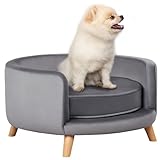 PawHut Hundesofa, Haustiersofa mit Samtoptik, Katzensofa mit Kissen, Hundebett,...