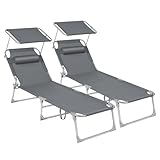 SONGMICS Sonnenliege, 2er Set, klappbarer Liegestuhl, 193 x 53 x 29 cm, bis 150...