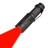 Red Light LED Torch 1 Pack, Zoomable, Waterproof, 3 Light Modes, Adjustable...
