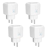 4 Pack Smart WLAN Steckdose, Alexa Steckdose mit Strommessung 16A, Smart...