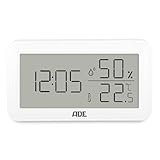 ADE Thermometer mit Luftfeuchtigkeitsmesser innen | digitale Badezimmeruhr mit...