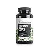 Biotin + Selen + Zink für Haut, Haare & Nägel - 365 vegane Tabletten - Ohne...