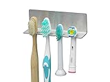 STYYL/Zahnbürstenhalter 4 Plätze aus Edelstahl, Klebebefestigung KEIN Bohren,...