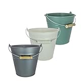 2friends Eimer Set 7L 3er Mix Pastellgrün Silber Creme, Kunststoff mit...