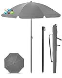 Menz Sonnenschirm Balkon + Sonnenschirmhülle - UV50+ Strandschirm 180 cm,...