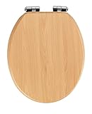 WENKO WC-Sitz Mod. Buche Natur, Toilettensitz mit Absenkautomatik in Holz-Optik,...